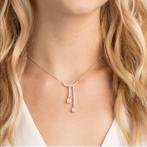 Swarovski VINTAGE Y NECKLACE, WHITE, ROSE-GOLD